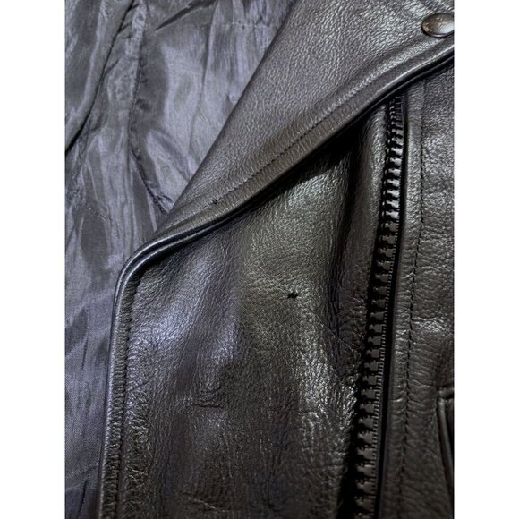 Vintage Leather Motorcycle Jacket M Patches HOG POW MIA Wolf Embroidered - Picture 12 of 13